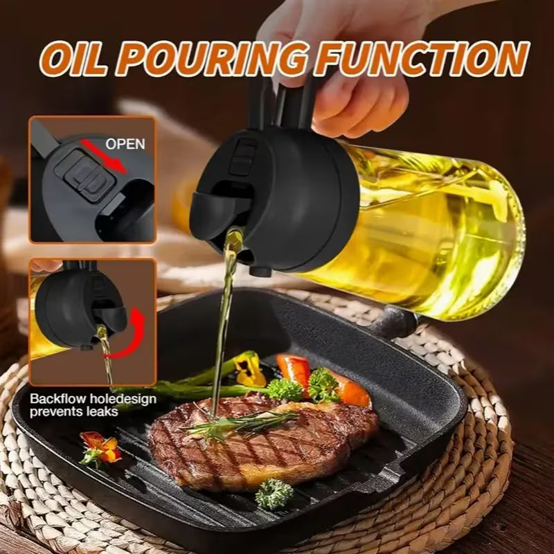 Portable 2-in-1 Olive Oil Sprayer and Pourer – Kitchen Oil Spray Bottle
